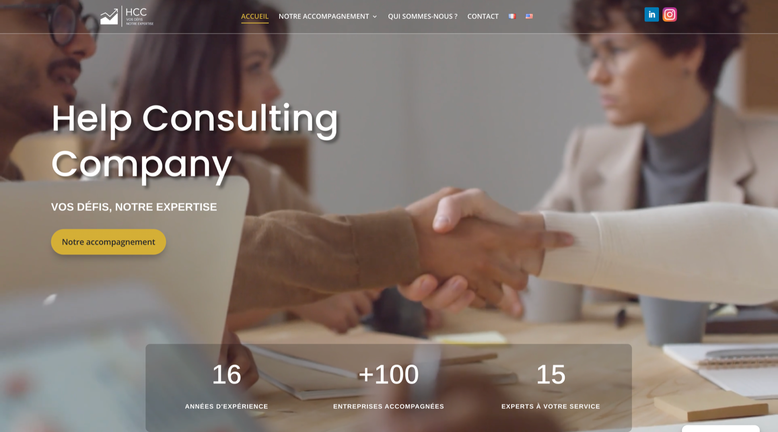Site de Help Consulting Company, cabinet de conseil aux entreprises — réalisé par Orizon Group Services