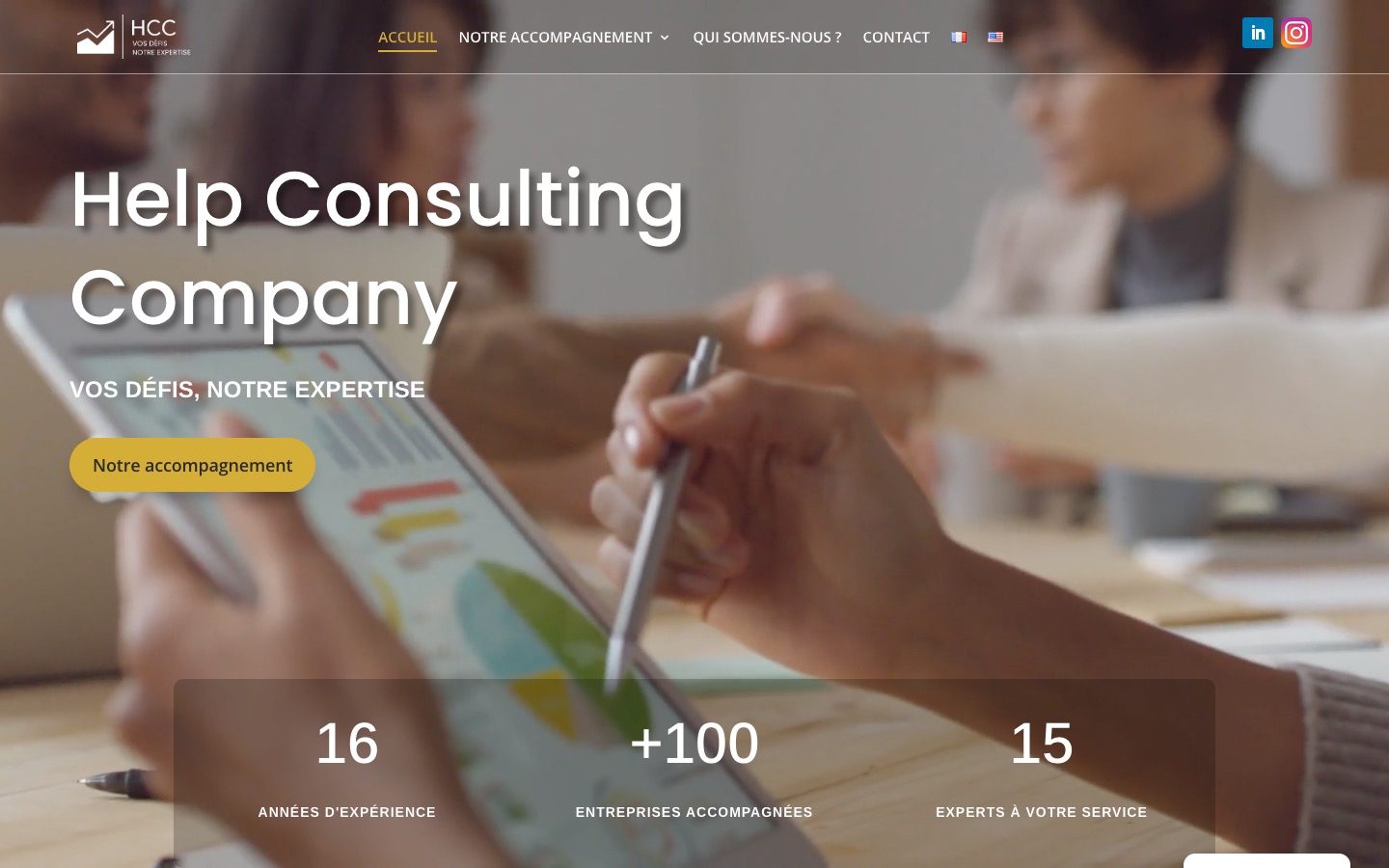 Help Consulting Company — Cabinet de conseil · International — site réalisé par Orizon Group Services, vu sur ordinateur