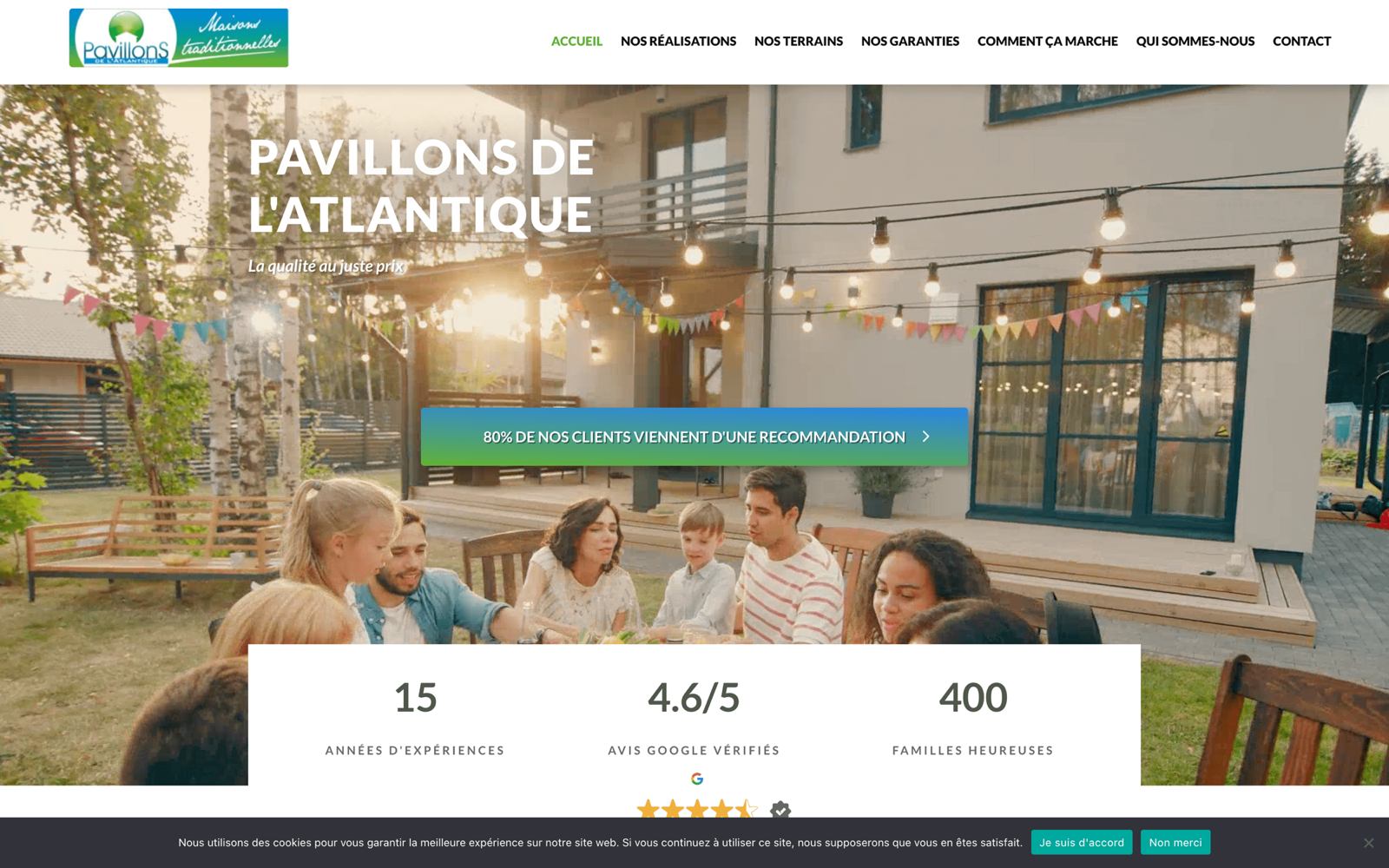 Site de Pavillons de l'Atlantique, constructeur de maisons traditionnelles — réalisé par Orizon Group Services