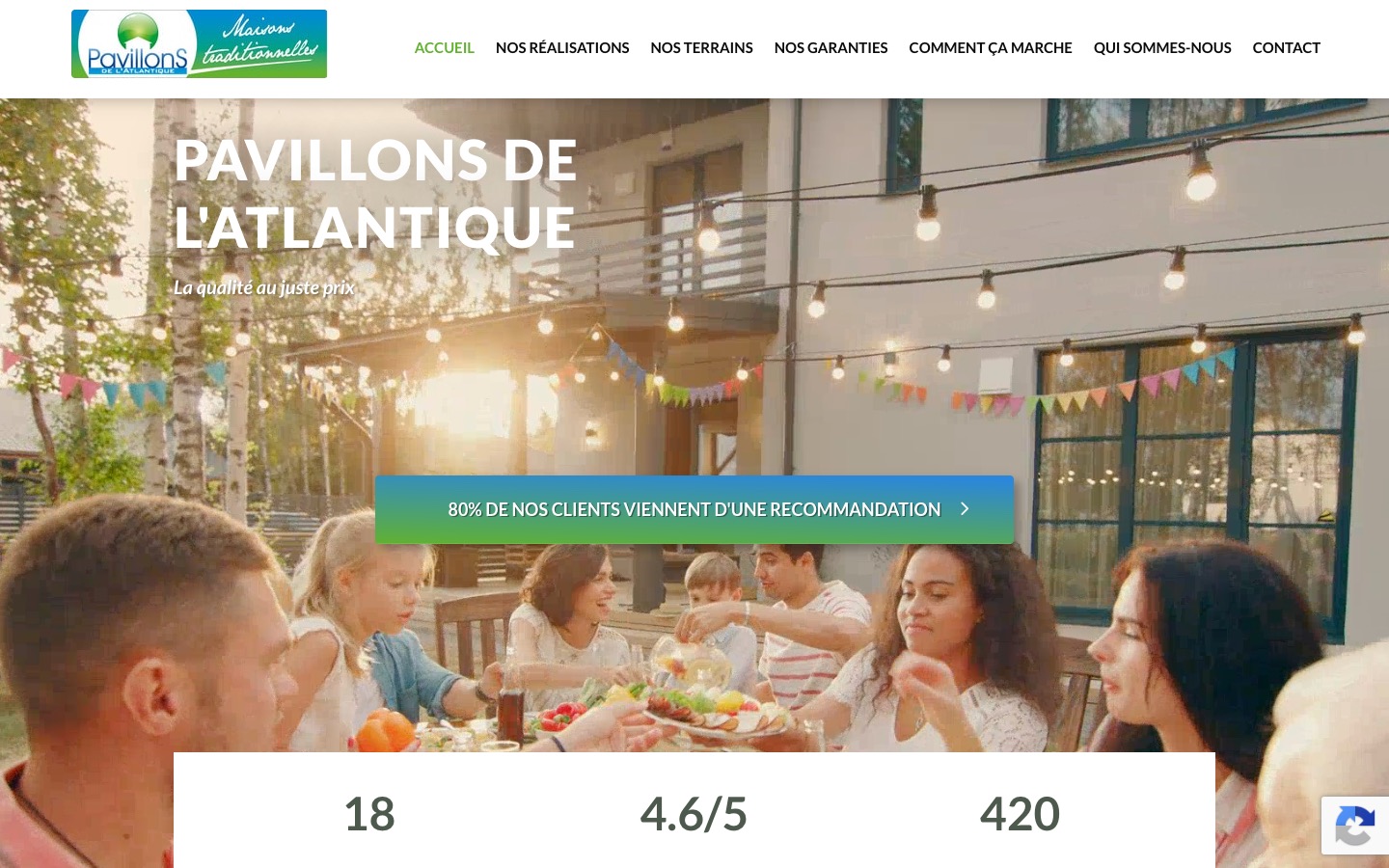 Pavillons de l'Atlantique — Constructeur de maisons · France — site réalisé par Orizon Group Services, vu sur ordinateur